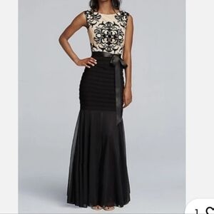 Elegant Black and Cream Evening Gown